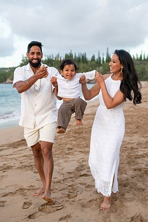 Family photo on Honolua Bay in West Maui